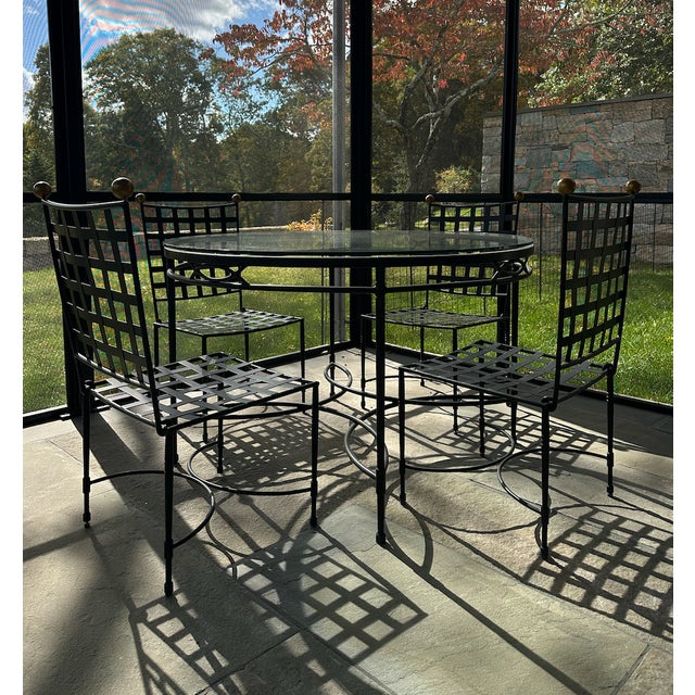 2020s Janus Et Cie Amalfi Outdoor Dining Table & 6 Chairs with White Cushions For Sale - Image 5 of 8