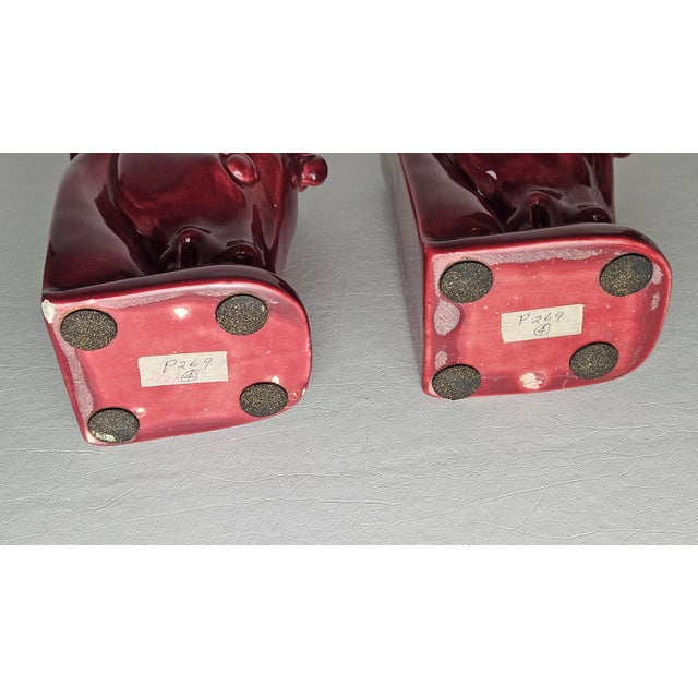 Royal Haeger Vintage Royal Haeger Burgundy Ceramic Horse Head Bookend Planters — Pair For Sale - Image 4 of 18