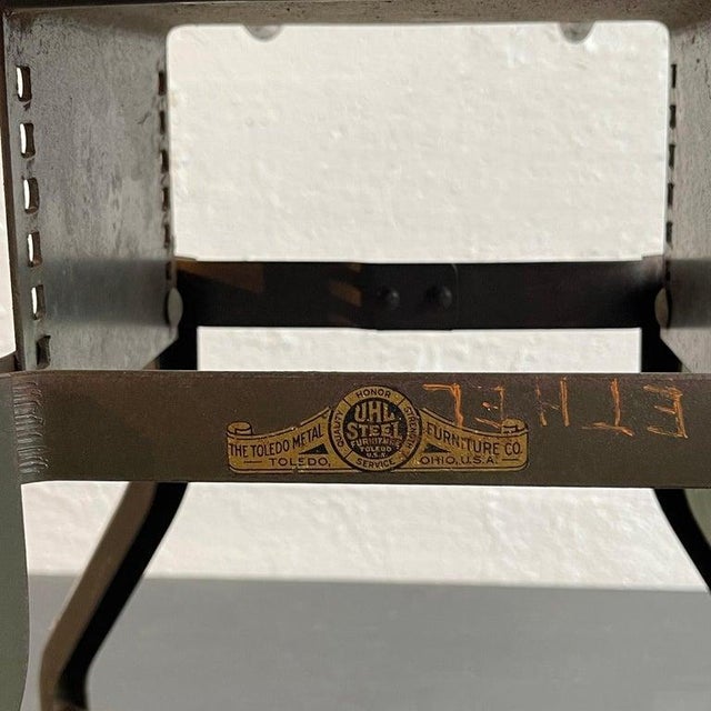 Tan 1940s Industrial Adjustable Shop Chair by Toledo Metal Furniture Co. For Sale - Image 8 of 9
