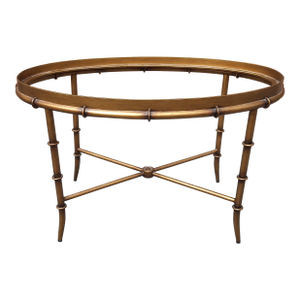 20th Century Regency Gilt Metal Faux Bamboo With Glass Top Side Table