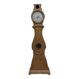 Swedish Mora Clock Natural Wood Dated 1815 For Sale
