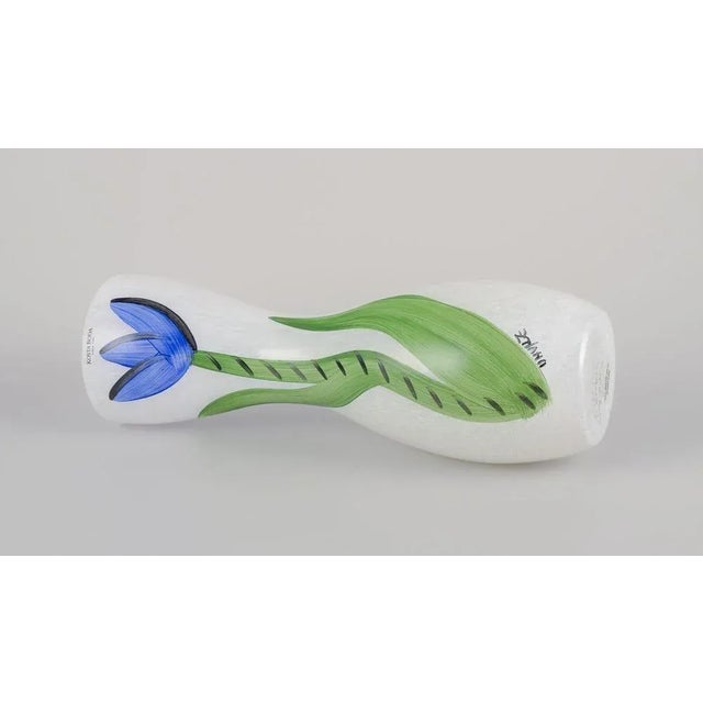 Tall and Slender Vase with Flowers by Ulrica Hydman Vallien for Kosta Boda For Sale - Image 8 of 9