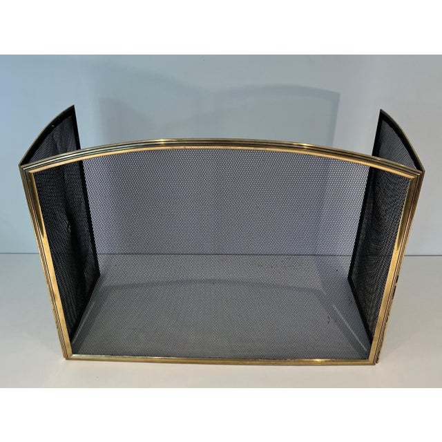 Metal Neoclassical Style Brass Fire Screen and Grille With 3 Panels For Sale - Image 7 of 12