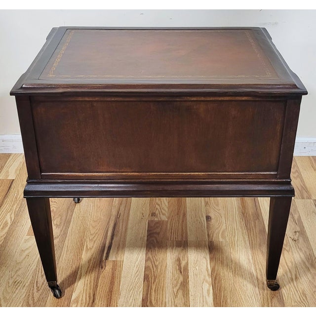 Mid 20th Century Vintage American English Style Mahogany & Leather Night End Sofa Table For Sale - Image 5 of 14