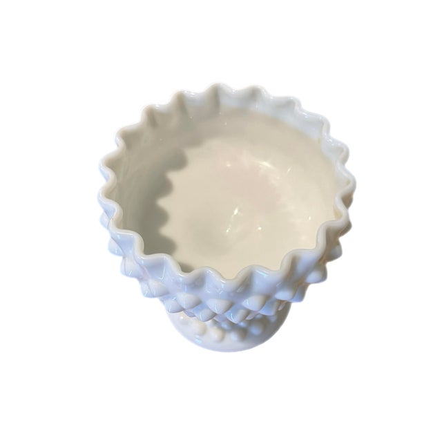 Mid 20th Century Vintage Hobnail Milk Glass Compote, Likely Fenton For Sale - Image 5 of 7