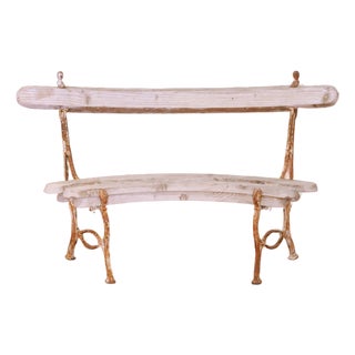 Early 20th Century French Normandy Oak and Iron Garden Bench For Sale