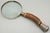 A fine quality antique English natural stag horn handled magnifying glass with silver mounts, likely Sheffield. It has...