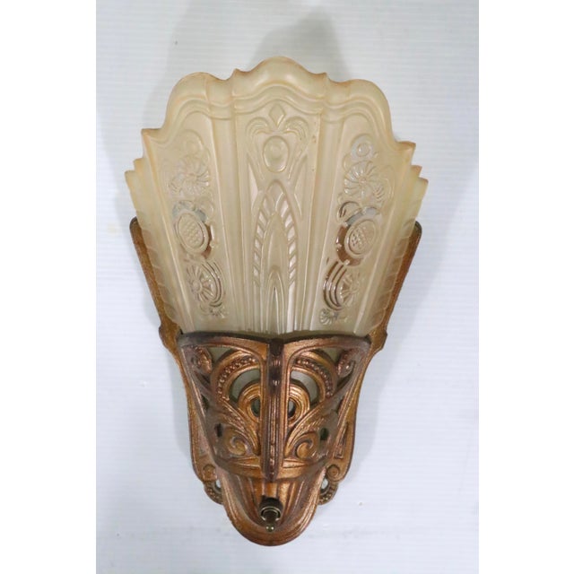 Lightolier 1930's Art Deco Lightolier Stylux Slip Shade Wall Sconce For Sale - Image 4 of 15