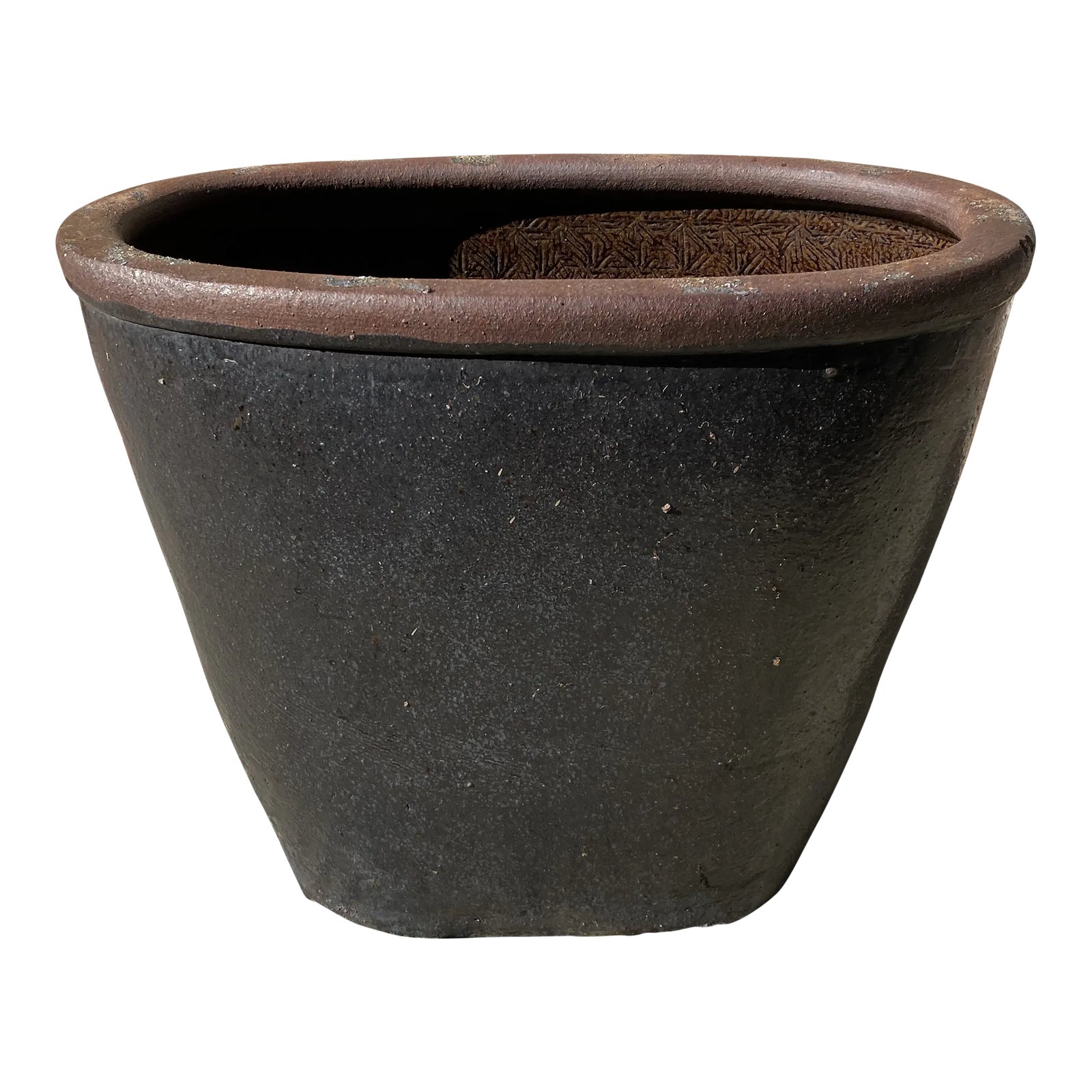 Vintage Monumental 27” Oval Ceramic Planter Pot /Cachepot in Brown ...