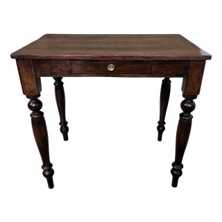 Italian Antique Walnut Rustic Table Desk Writing Table, 1890s For Sale