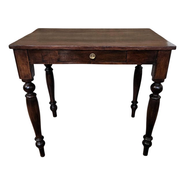 Italian Antique Walnut Rustic Table Desk Writing Table, 1890s For Sale