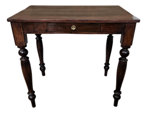 Italian Antique Walnut Rustic Table Desk Writing Table, 1890s