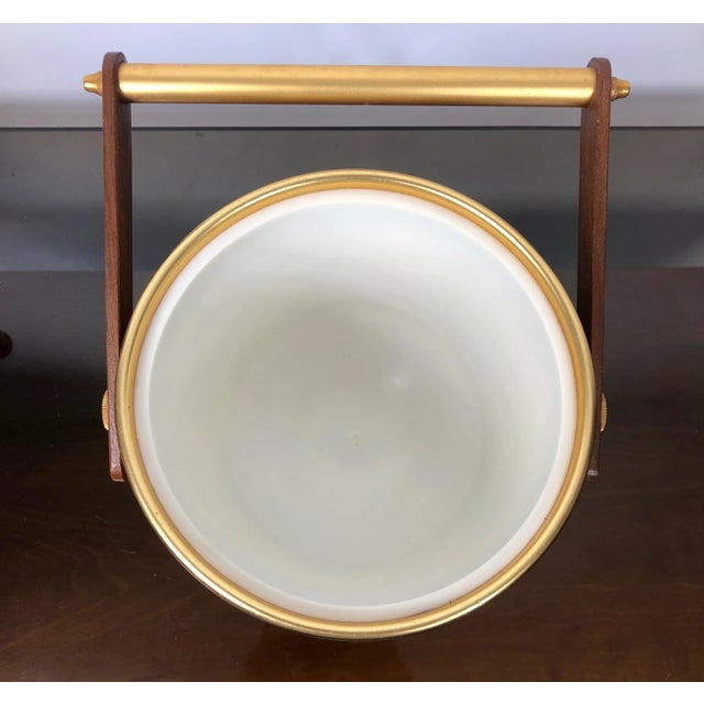 Gold Metal & Teak Ice Bucket Holder, Italy, 1960s For Sale - Image 11 of 14