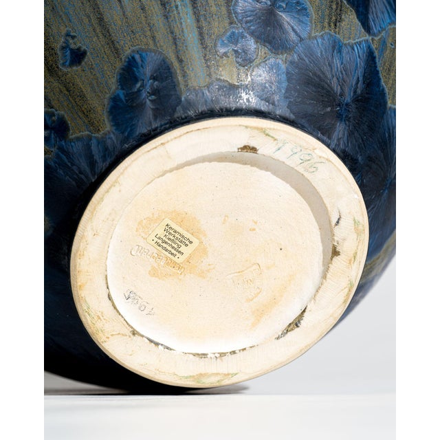 Crystalline Blue Ceramic Vase by Albert Kiessling, Germany, 1996 For Sale - Image 9 of 10