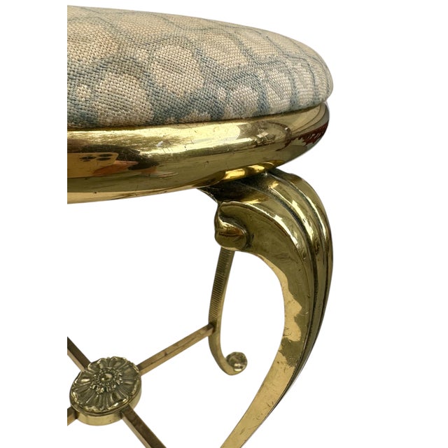 Glo-Mar Artworks Neoclassical Brass Vanity Seat, Occasional Stool, Footstool. For Sale - Image 4 of 10