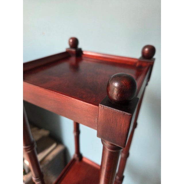Brown 3 Tiered Faux Bamboo Stand Pedestal - 2 Available For Sale - Image 8 of 14