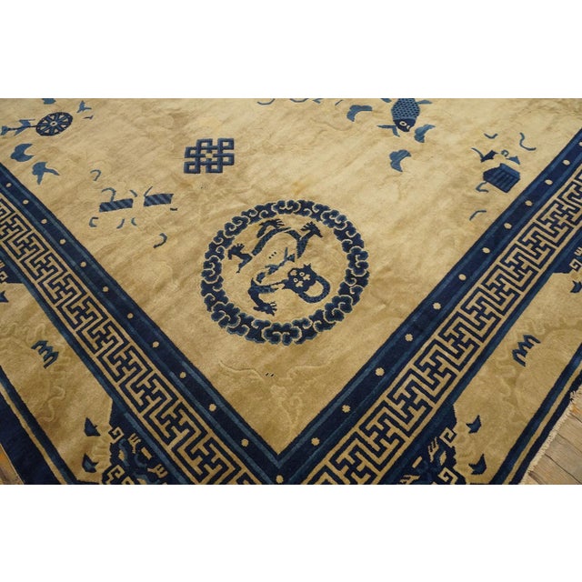 Astonishing Beige Background Color With Detail Motif Repertoire of Chinese Antique Peking Rug For Sale - Image 11 of 12