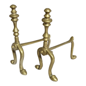 Pair Vintage Solid Brass Miniature Firedogs / Andiron Tool Rests