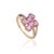 VR Jewels Art Nouveau 14k Yellow Gold 1.66ct Pink Sapphire & Diamond Cluster Bypass Ring Size 9 For Sale - Image 4 of 16