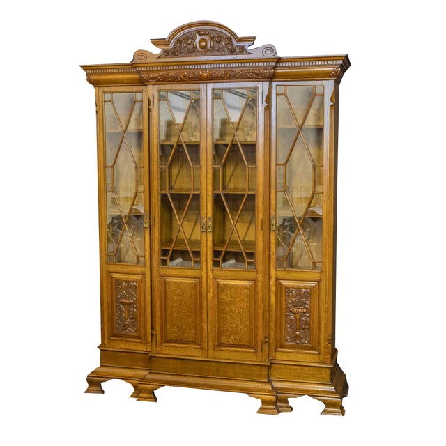 Edwardian Breakfront Bookcase, 1890s For Sale