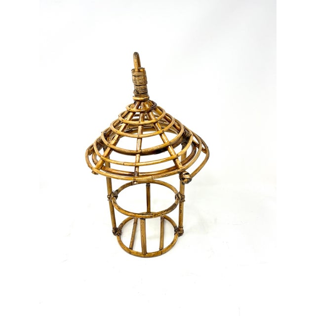 MidCentury Rattan Hanging Pagoda Style Planter Chairish