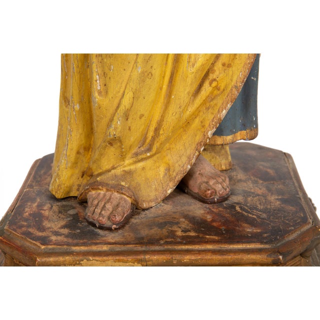17th/18th Century Spanish Polychromed Statue of Saint Joseph With Infant Christ For Sale - Image 10 of 18