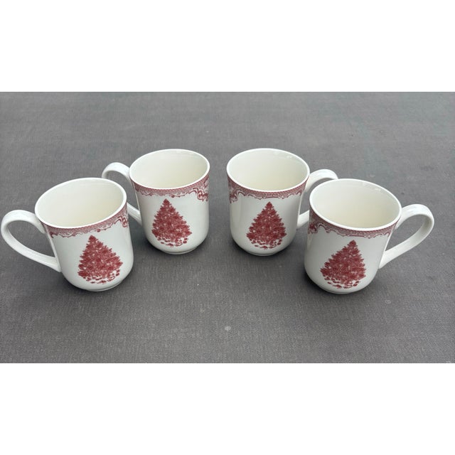 Pink Johnson Brothers Old Britain Castles Pink Christmas Tree Dinnerware Set – 4 Dinner Plates, 4 Salad Plates & 4 Mugs – Made in England - 12 Pieces For Sale - Image 8 of 12