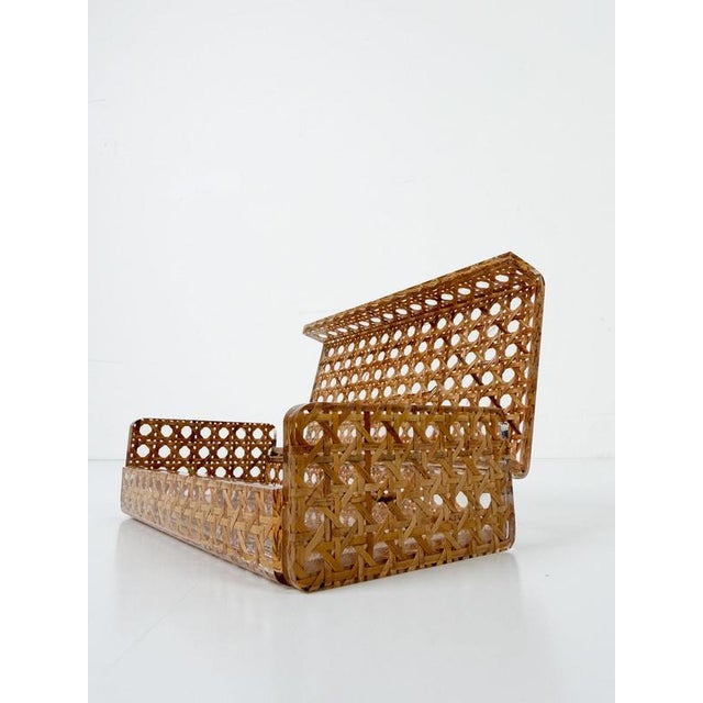 Mid-Century Rectangular Box in Acrylic Glass and Cane Webbing in the style of Dior Home, 1970s For Sale - Image 10 of 18