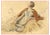 Joshua Cristall, Mother & Child by Haystack, Early 19th Century, Watercolour For Sale
