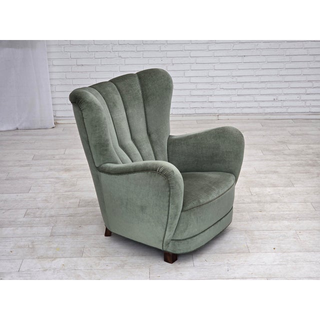 Danish High-Back Relax Chair in Velour and Ash, 1960s For Sale - Image 13 of 18
