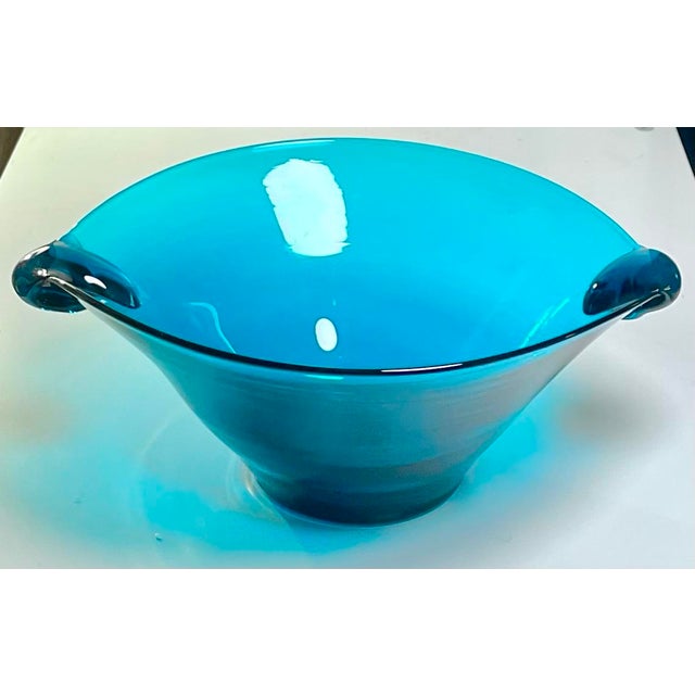 Winslow Anderson 1940s Blenko Blob Handled Bowl #517l by Winslow Anderson For Sale - Image 4 of 12