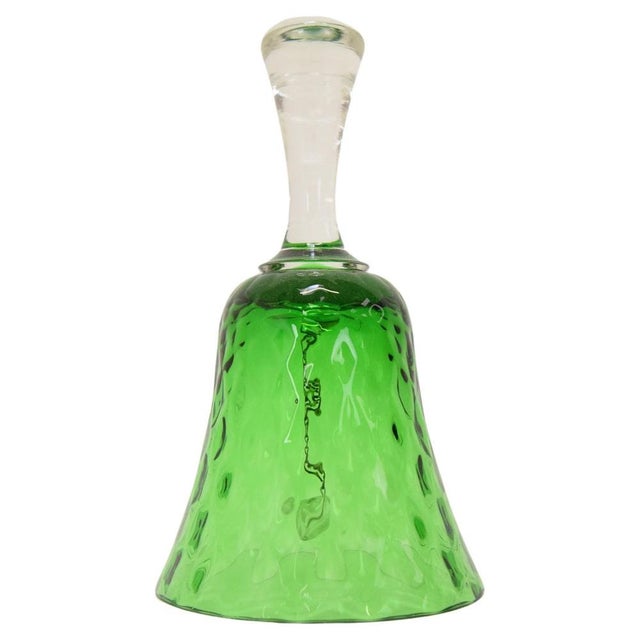 Green Vintage Glass Bell from Glasswork Novy Bor, 1950s For Sale - Image 8 of 8