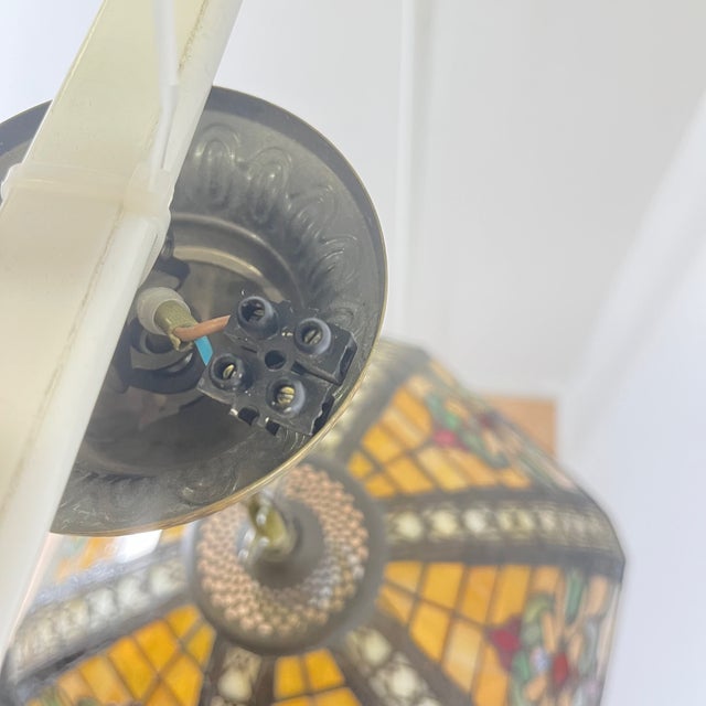 Tiffany Stained Glass Pendant Light, 1960s For Sale - Image 15 of 16