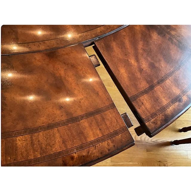 Brown 1990s Attributed to Theodore Alexander Large Round Mahogany Dining Extension Table For Sale - Image 8 of 12