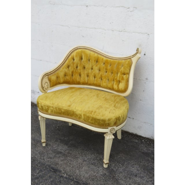 1960s French Carved Asymmetrical Ladies Parlor Side Chairs a Pair 6287 For Sale - Image 5 of 18