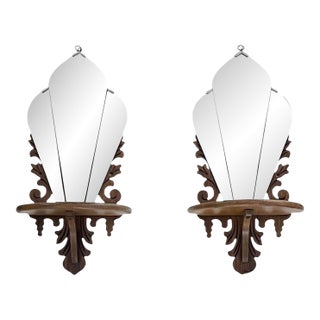 Vintage Mirror Wall Shelf Sconces For Sale