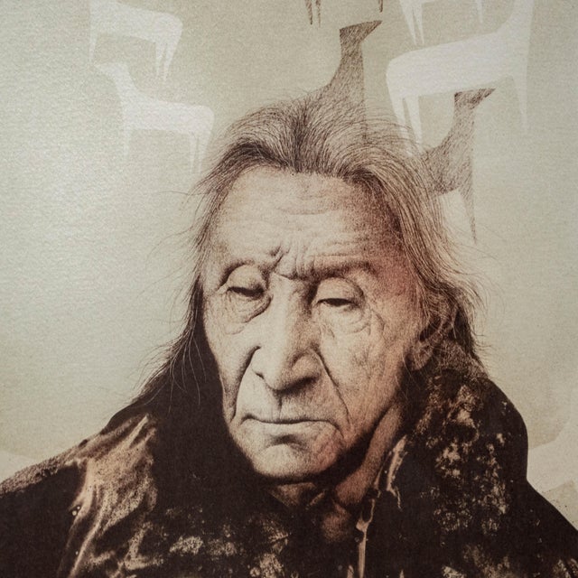 Native American Frank Howell Signed and Numbered Lithograph "Fifty From the Robe" For Sale - Image 3 of 6