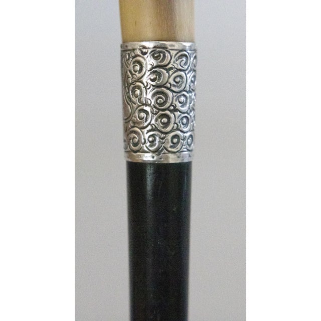 Antique English Horn & Sterling Walking Stick For Sale - Image 4 of 7