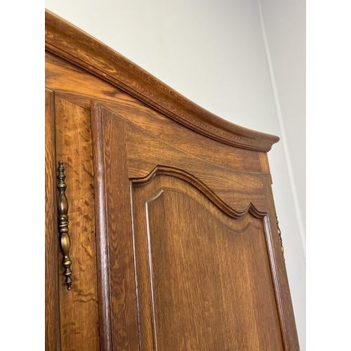 Wood Vintage French Louis XVI Style Carved Oak 3-Door Armoire For Sale - Image 7 of 13