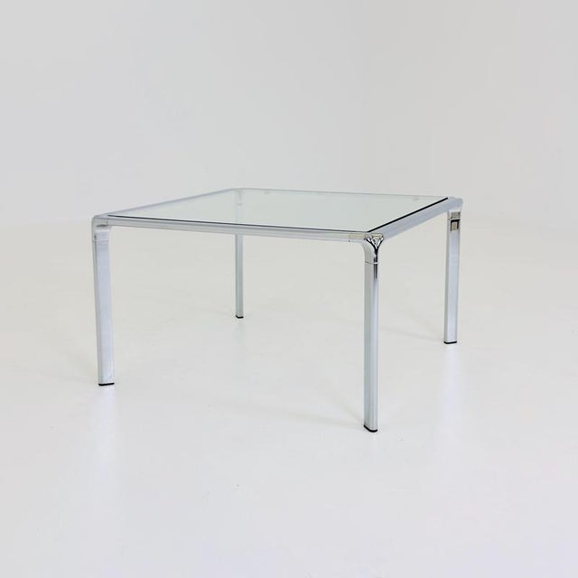 Mid-Century Modern Italian Bauhaus Square Coffee Table in Chrome and Glass, 1980s For Sale - Image 6 of 16