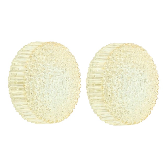 Mid-Century Amber Bubble Glass Wall Lights by Helena Tynell for Limburg, Germany, 1970s, Set of 2 For Sale