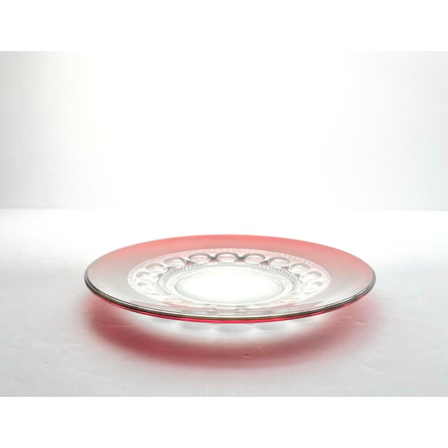 Colony Glass 1950s Colony “Ruby Crown” Cranberry Red Glass Salad or Luncheon Plates - Set of 6 For Sale - Image 4 of 6