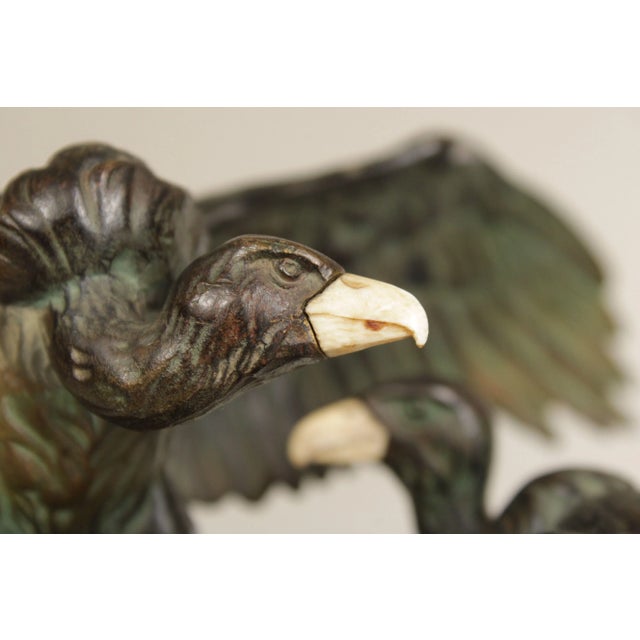 Antique Austrian Sculptural Condor Bronze Inkwell For Sale - Image 9 of 12