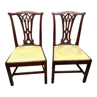 A Pair of Mahogany Gothic Chippendale Side Chairs, Mid-Atlantic States, Circa 1790’s For Sale