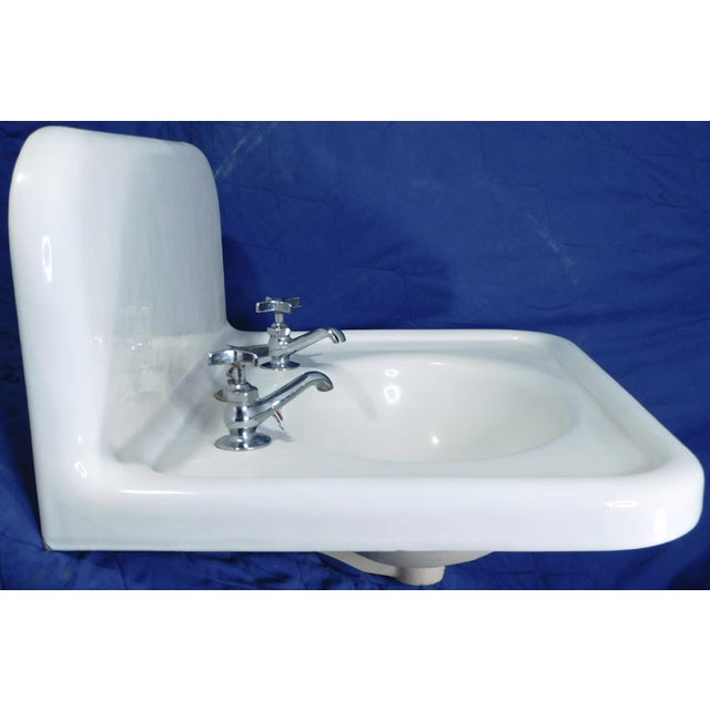 Vintage "Standard" High-Back Porcelain & Cast Iron Sink With Cast Iron Mounting Bracket For Sale - Image 9 of 18