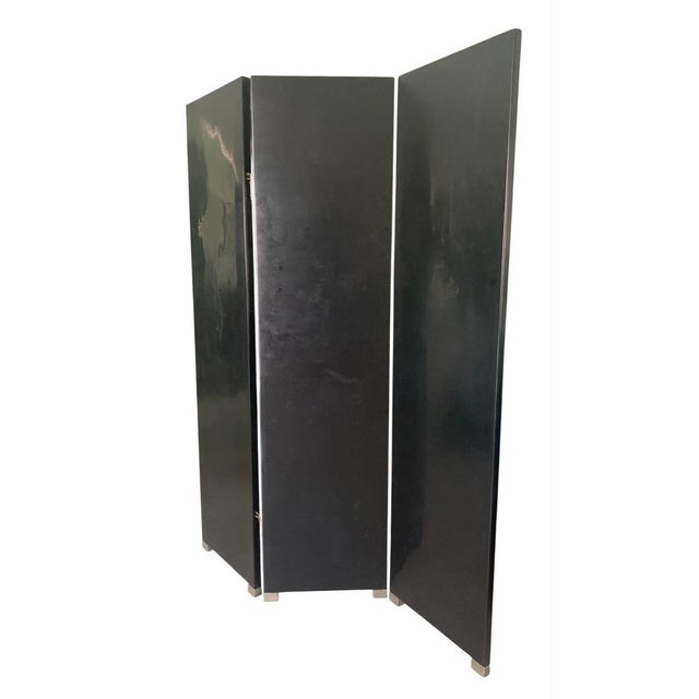 Paint Vintage McGuire Black Lacquered Screen / Room Divider For Sale - Image 7 of 8