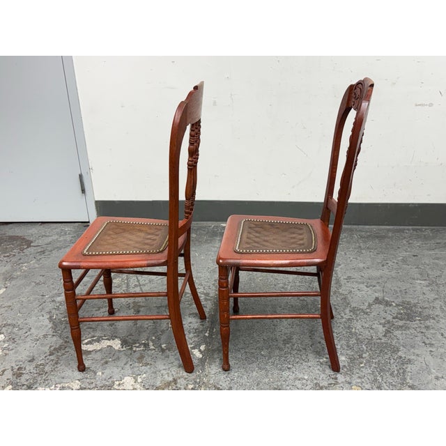 19th Century Victorian Oak Side Chairs, Pair For Sale - Image 4 of 12