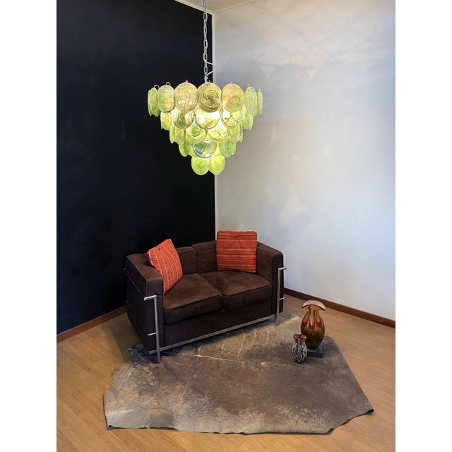 Space Age Murano Chandelier with Green Albaster Iridescent Glass Plates, 1990s For Sale - Image 16 of 18