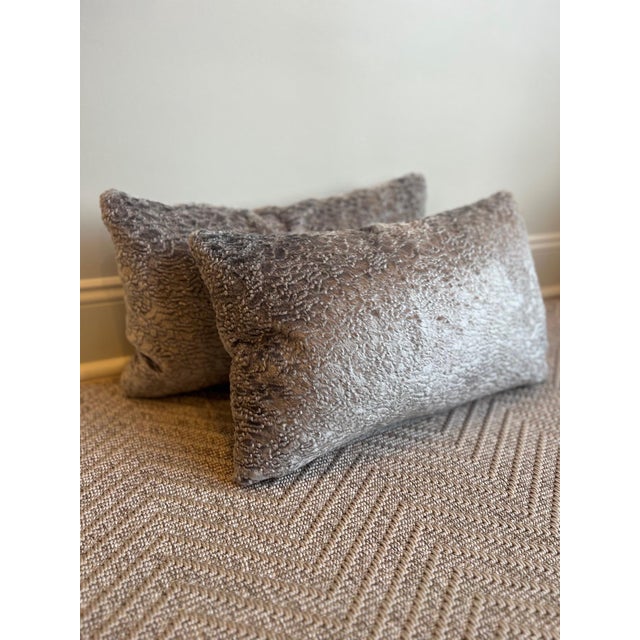 Gray Lumbar Pillow For Sale - Image 4 of 4