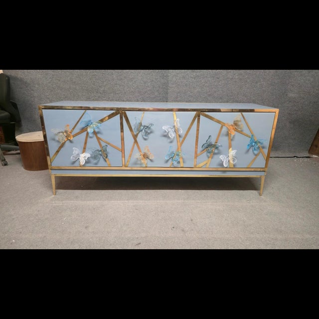 Birch Wood Sideboard with Murano Glass from Justfurnituress SRL For Sale - Image 16 of 17